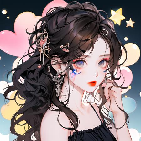 00241-3931077413-vivid22eyes, solo, star _(symbol_), heart, sticker, long hair, looking at viewer, hair ornament, black hair, sticker on face, je.png
